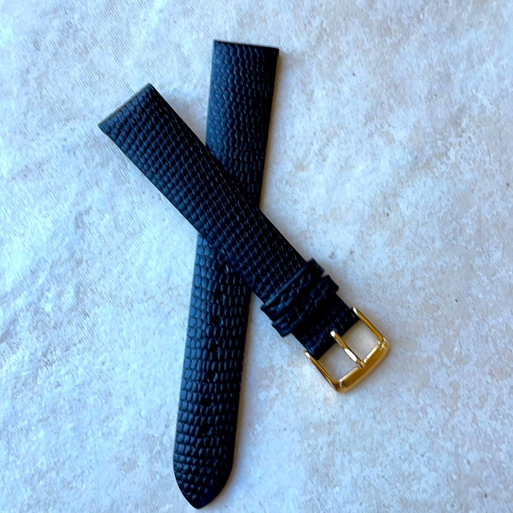 Watch Band Spidel 18mm Lizard grain black leather band